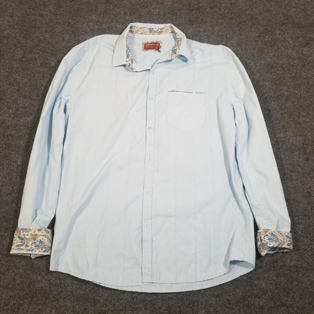 Consequence Shirt Mens XL Light Blue Long Sleeve Button Up Paisley Flip Cuff